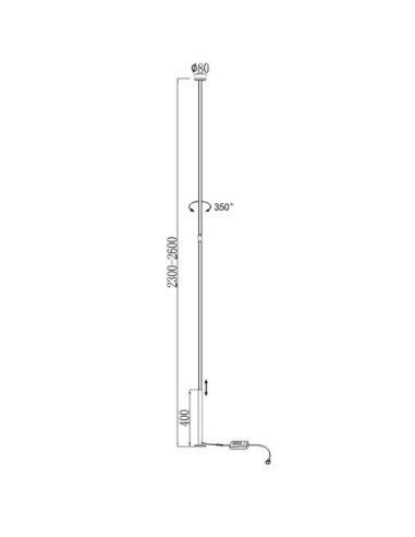 Lampadaire suspendu Diam. 8cm, 3000K, 2160LM, 36W Noir - Mantra - Vertical
