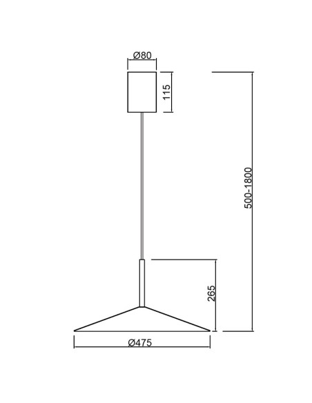 Grande suspension Diam. 48 cm 16W 1200LM 3000K Vert - Mantra - Calice