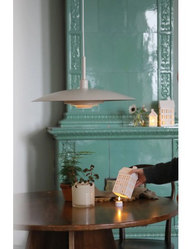 Maisons décoratives Eton blanches céramique avec bougies LED rechargeables télécommande - Markslojd