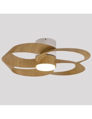 Ventilateur plafond Diam.65 cm 24W 2700/5000K Bois et Blanc- Mantra - Rose