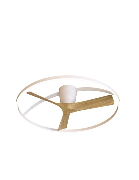 Ventilateur Diam.75 cm Dim. 45 W 3000/5000K Blanc et Bois- Mantra - Nepal II