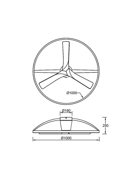 Ventilateur Diam.75 cm Dim. 45 W 3000/5000K Blanc et Bois- Mantra - Nepal II