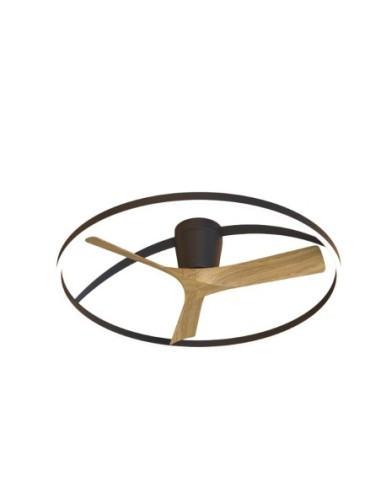 Ventilateur Diam.75 cm Dim. 45 W 3000/5000K Noir et Bois - Mantra - Nepal II