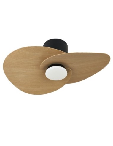 Ventilateur plafond Diam. 75cm 18 W 3000/5000K Noir et Bois - Mantra - Nénufar