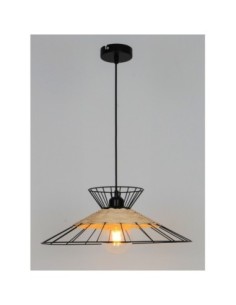 Suspension intérieure Led métal et rotin Manille - Sampa Helios Leluminaireled.com