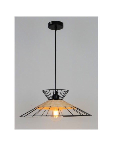 Suspension intérieure Led métal et rotin Manille - Sampa Helios Leluminaireled.com