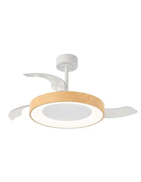 Ventilateur Diam.65cm Dim. 36W 3000/5000K Blanc et Bois - Mantra - Niseko fan II L