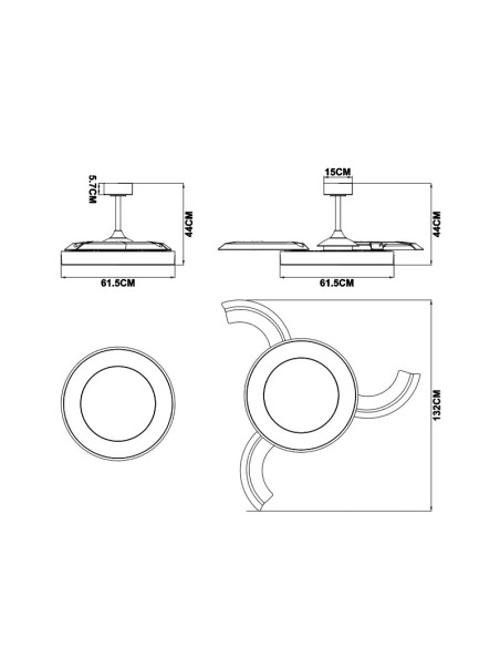 Ventilateur Diam.65cm Dim. 36W 3000/5000K Blanc et Bois - Mantra - Niseko fan II L