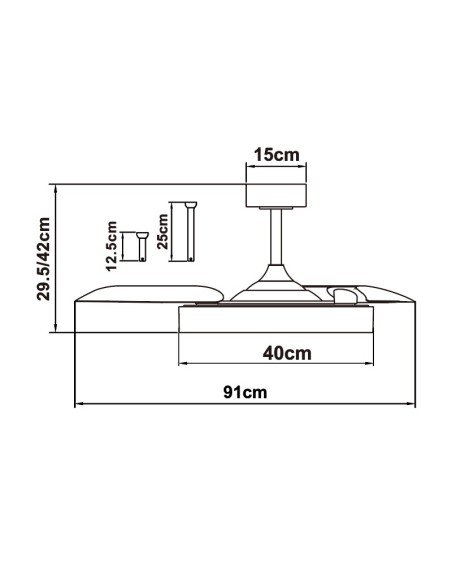 Ventilateur Diam.91 cm Dim. 36W 3000/5000K Blanc - Niseko fan II S