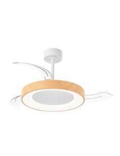 Ventilateur Diam.91cm Dim. 36W 3000/5000K Blanc et bois - Mantra - Niseko fan II S