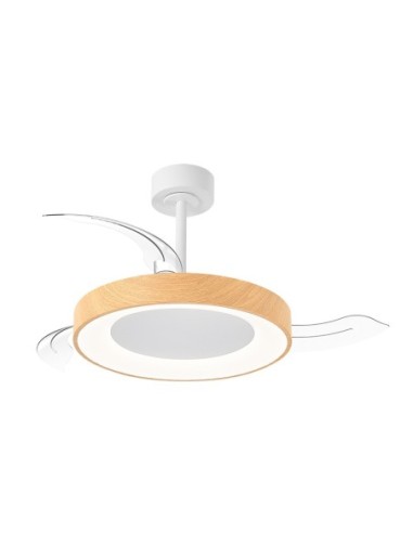 Ventilateur Diam.91cm Dim. 36W 3000/5000K Blanc et bois - Mantra - Niseko fan II S