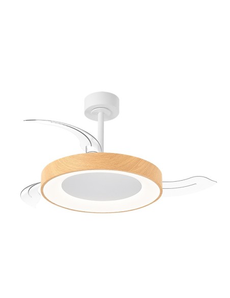 Ventilateur Diam.91cm Dim. 36W 3000/5000K Blanc et bois - Mantra - Niseko fan II S