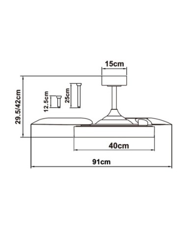 Ventilateur Diam.91cm Dim. 36W 3000/5000K Blanc et bois - Mantra - Niseko fan II S