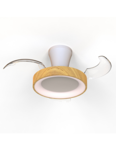 Ventilateur Diam.71 cm Dim. 20 W 3000/5000K Blanc et Bois - Mantra - Niseko fan II XS