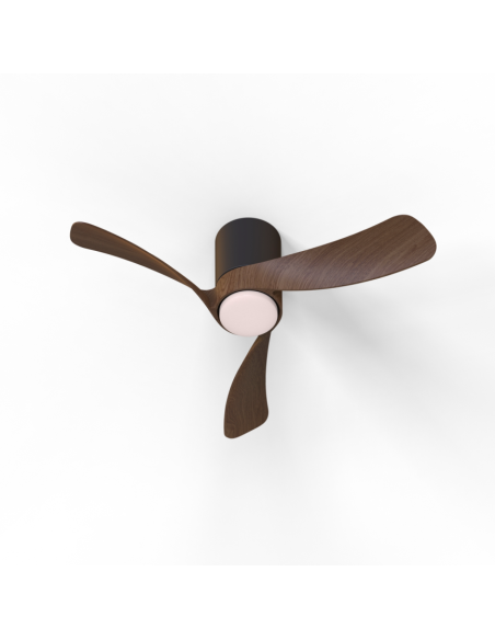 Ventilateur plafond Diam. 72 cm 15 W 3000/5000 K Noir et Bois - Mantra - Nemo II XS