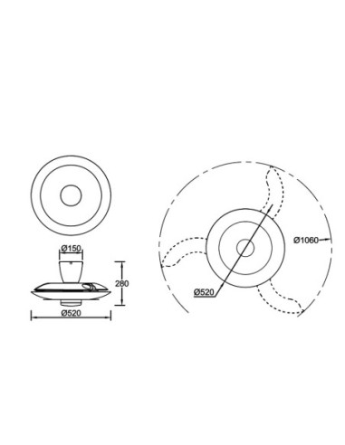 Ventilateur plafond Diam. 50 cm 20W 2520 LM 3000K / 5000K Blanc- Mantra - Kyoto