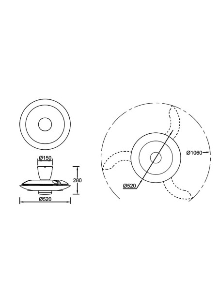 Ventilateur plafond Diam. 50 cm 20W 2520 LM 3000K / 5000K Blanc- Mantra - Kyoto