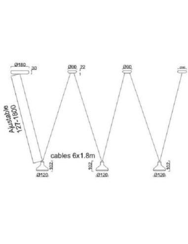 Suspension Led Antares 3 points lumineux - Mantra Leluminaireled.com