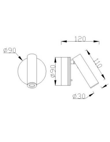 Luminaire mural LED PREA finition cuero diffuseur acrylique blanc