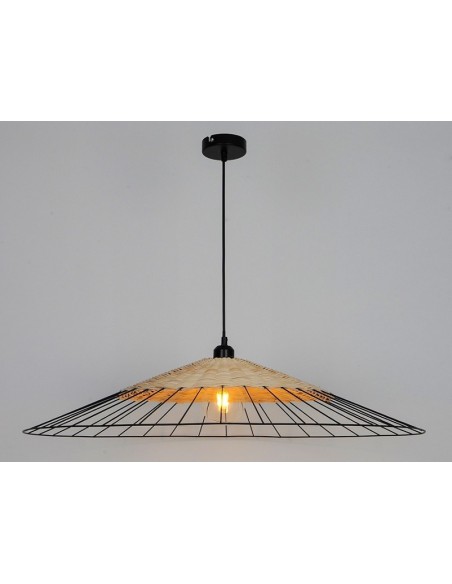 Suspension intérieure Led métal et rotin Nairobi - Sampa Helios Leluminaireled.com