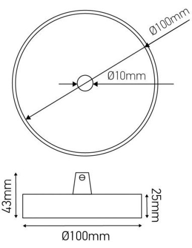 Rosace de plafond ronde métal noir 1 sortie pour câble 6 mm - Girard-Sudron Leluminaireled.com
