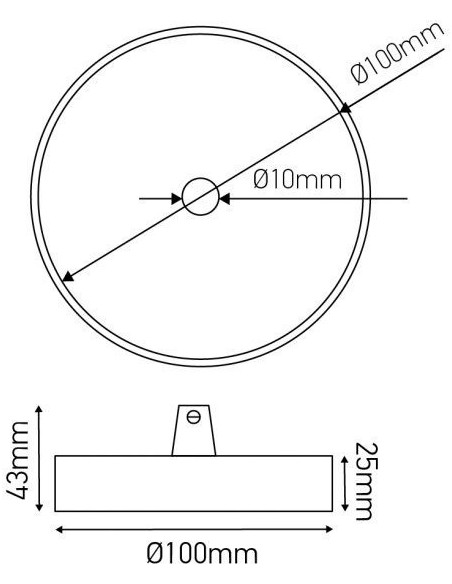 Rosace de plafond ronde métal noir 1 sortie pour câble 6 mm - Girard-Sudron Leluminaireled.com