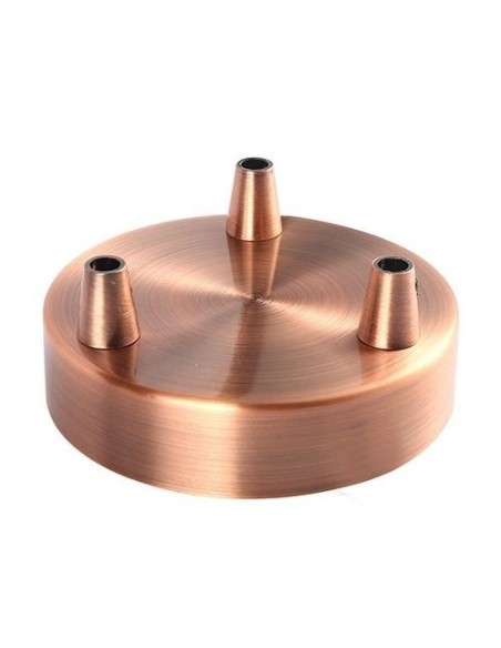 Rosace de plafond ronde métal cuivré 3 sorties pour câble 6 mm - Girard-Sudron Leluminaireled.com