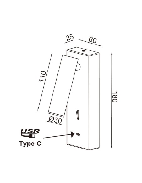 Détail applique Tarifa III Mantra finition Cuero LED 3W 3000K