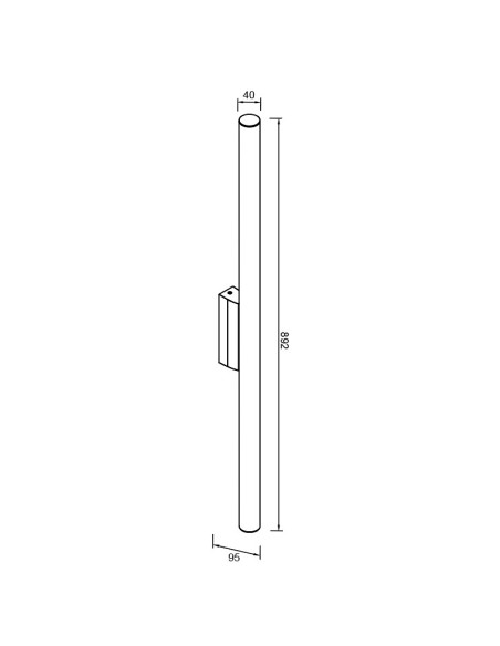 Détail applique Antiga Mantra finition noire éclairage chaud 3000K IP44