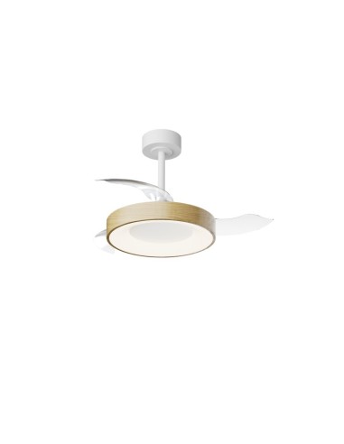 Ventilateur Diam.91 Dim. 45W 3000/5000K Blanc et Bois - Mantra- Niseko fan S