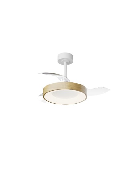 Ventilateur Diam.91 Dim. 45W 3000/5000K Blanc et Bois - Mantra- Niseko fan S