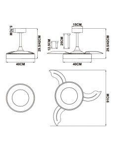 Ventilateur Diam.91 Dim. 45W 3000/5000K Blanc et Bois - Mantra- Niseko fan S 2