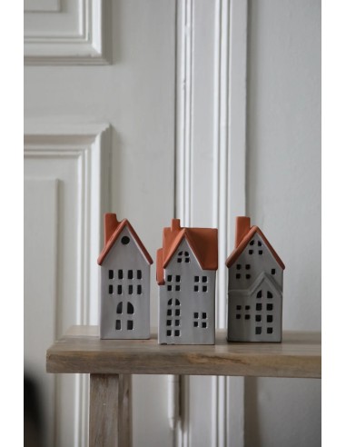 Détail maisons Molton avec bougies LED effet flamme lumière chaude ambiance cosy