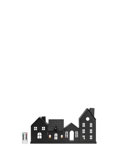 Décoration Wells Markslojd forme maison noir mat avec bougies LED rechargeables
