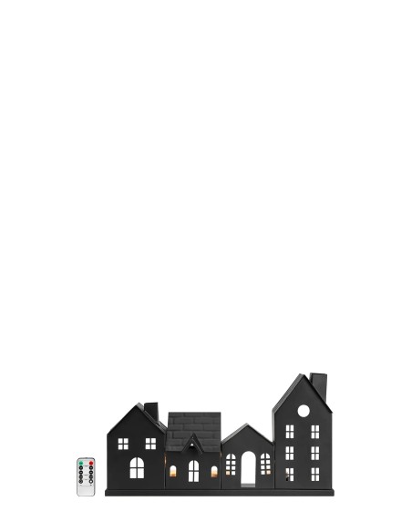 Décoration Wells Markslojd forme maison noir mat avec bougies LED rechargeables