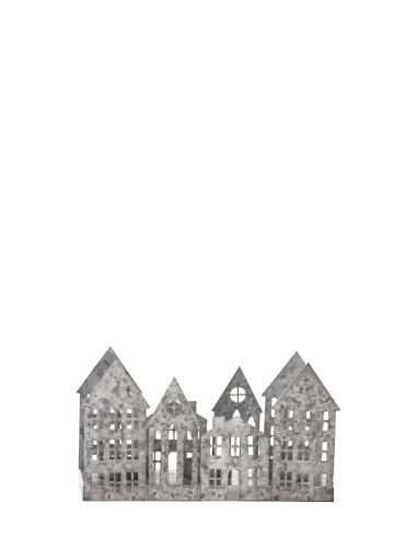 Décoration York Markslojd zinc antique forme maisons avec bougies LED à piles