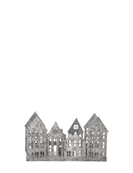 Décoration York Markslojd zinc antique forme maisons avec bougies LED à piles