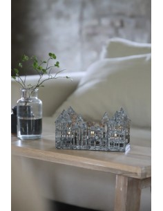 Décoration York Markslojd zinc antique forme maisons avec bougies LED à piles 2