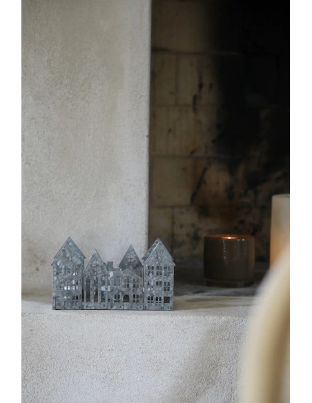 Déco lumineuse York métal zinc antique sur table ou étagère style industriel cosy