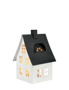 Décoration Luton Markslojd maison métal blanc avec bougie LED design cosy