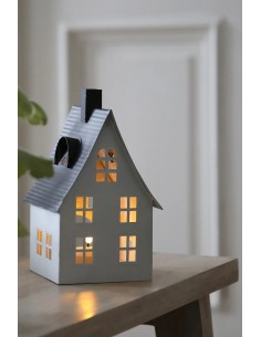 Décoration Luton Markslojd maison métal blanc avec bougie LED design cosy 2