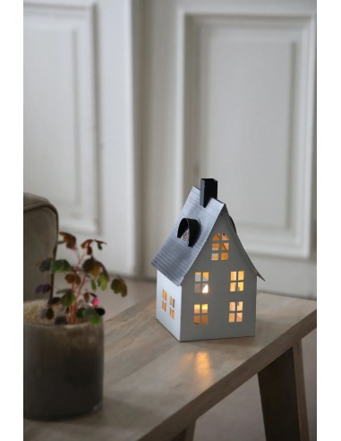 Déco lumineuse Luton maison blanche sur table ou étagère style scandinave cosy