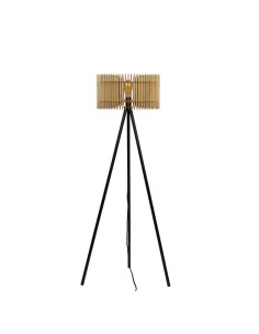 Lampadaire Led noir en bois clair PM - Atelier Loupiote - Apollon
