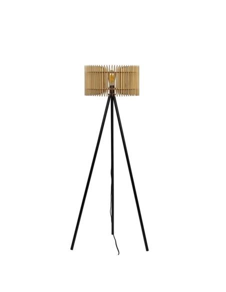 Lampadaire Led noir en bois clair GM - Atelier Loupiote - Apollon