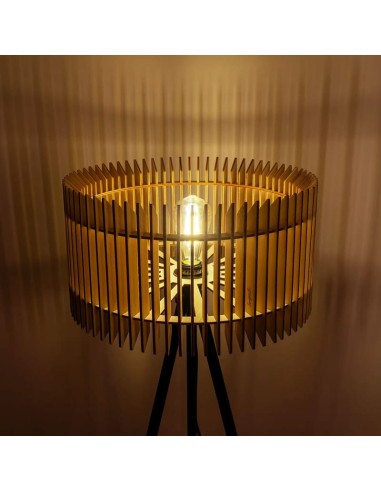 Lampadaire Led noir en bois clair - Atelier Loupiote - Duo Apollon