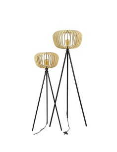 Lampadaire Led noir en bois clair - Atelier Loupiote - Duo Agathe