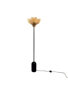 Lampadaire Led noir en bois clair Diam. 37 cm - Atelier Loupiote - Tullia