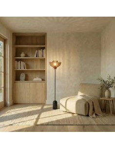 Lampadaire Led noir en bois clair Diam. 37 cm - Atelier Loupiote - Tullia 2