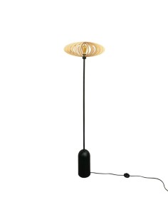 Lampadaire Led noir en bois clair Diam. 50 cm - Atelier Loupiote - Mini Néo