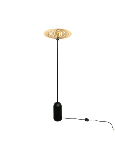 Lampadaire Led noir en bois clair Diam. 50 cm - Atelier Loupiote - Mini Néo